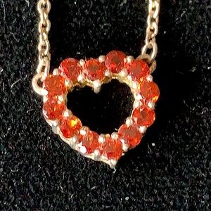 Garnet Necklace Authentic Heart Shaped 18” .925 Silver Italy January Birthstone